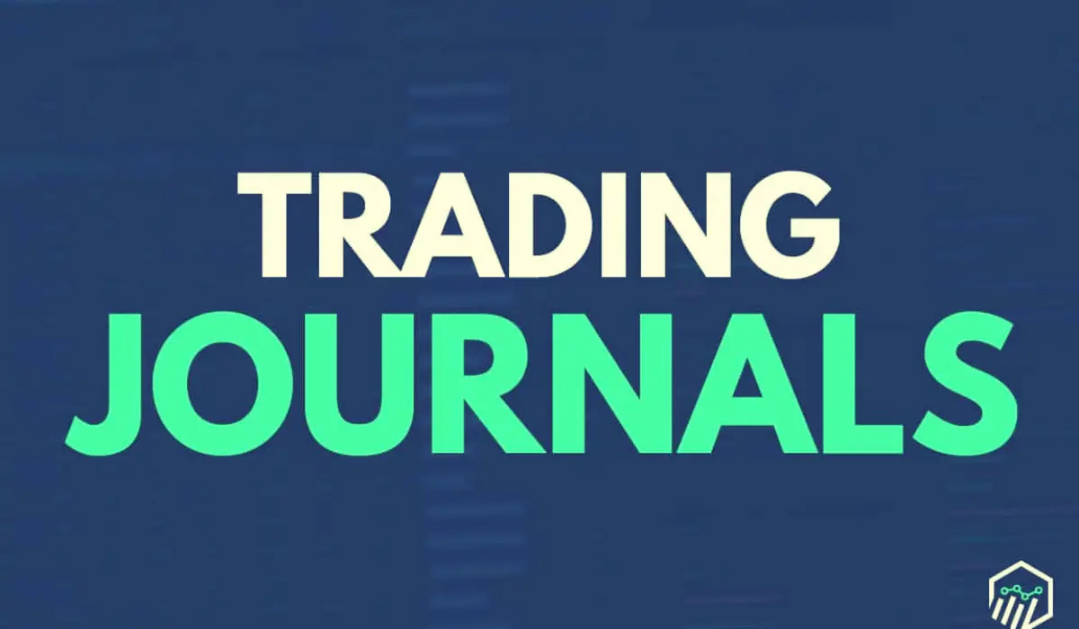 Trader updating a trading journal while analyzing market charts.