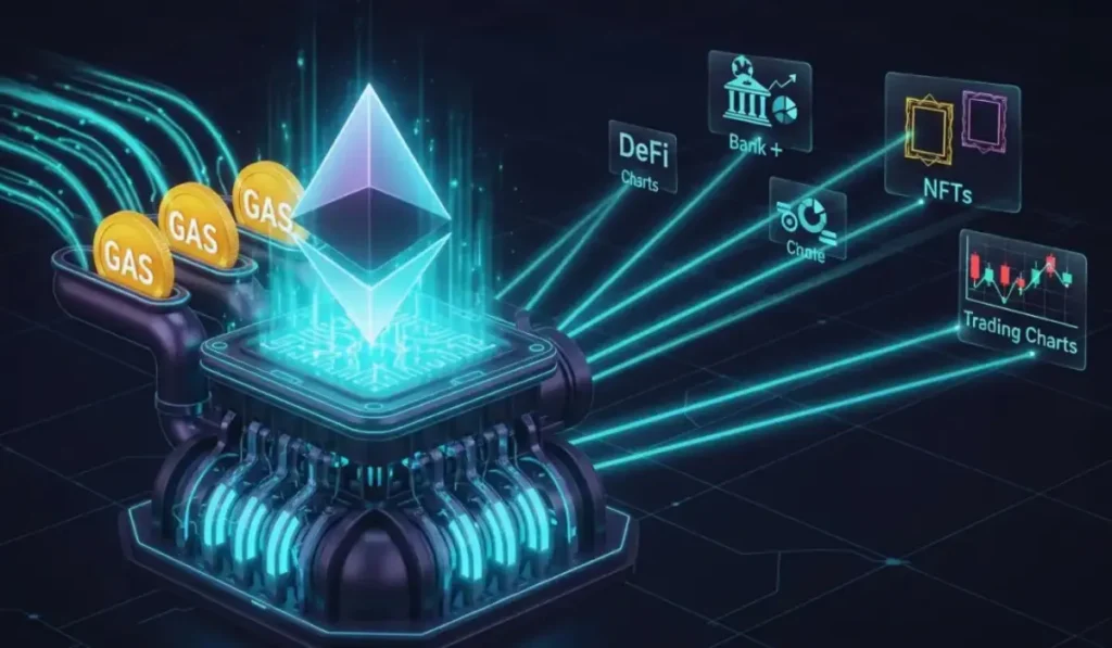 Gas fees explained on blockchain with Ethereum transaction cost illustration